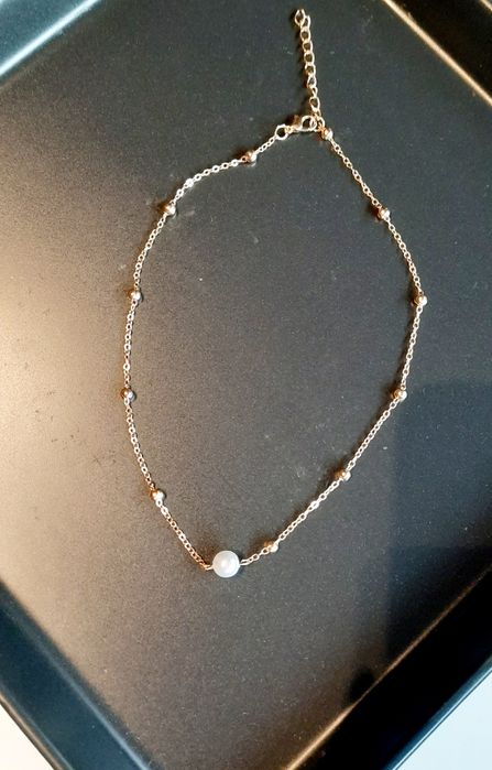 Piekny zloty naszyjnik z perłą