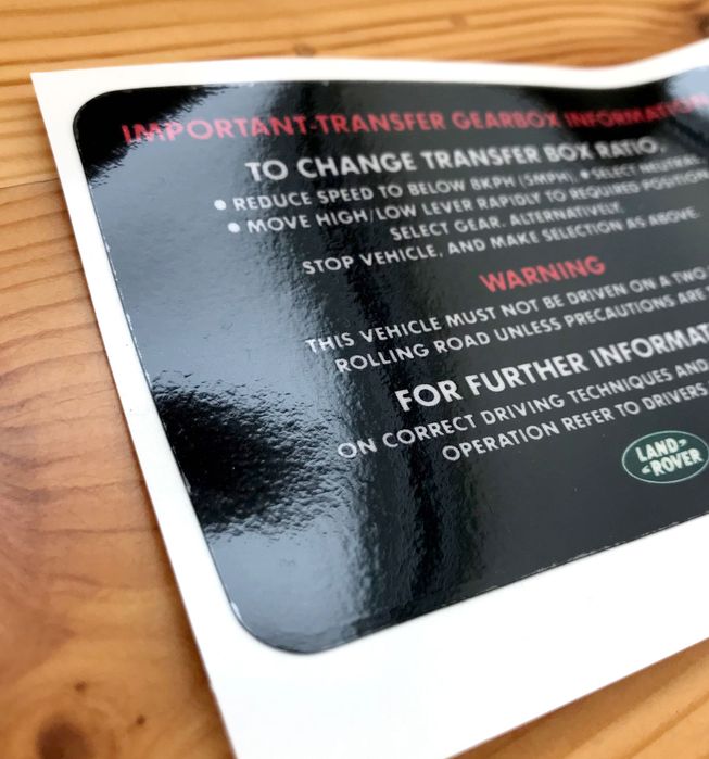 Autocolante para tampa fusíveis range rover classic