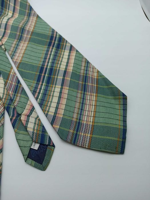 Moschino zielony jedwabny krawat w kratkę mos05