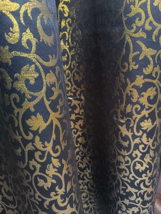 zasłony z metra CZARNY /stare ZŁOTO , szer 150 cm DWUSTRONNA