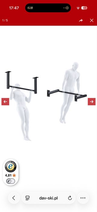Drazek do podciagania szeroki 120cm sciana sufit