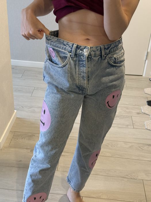 Джинси з смайлами, 40 р.