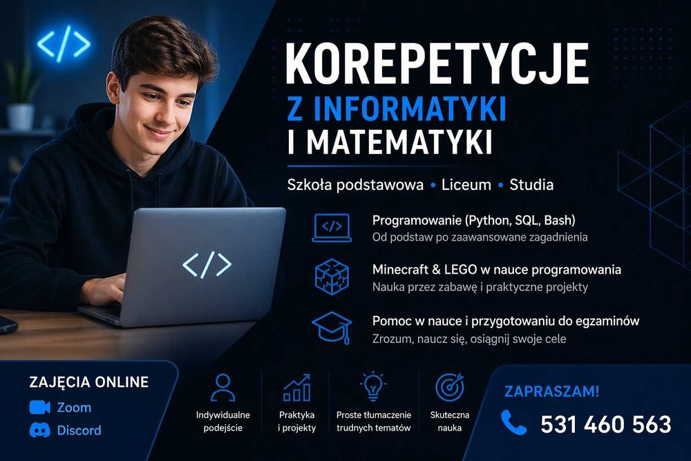 Korepetycje Informatyka / Python | Matura, szkoła, projekty