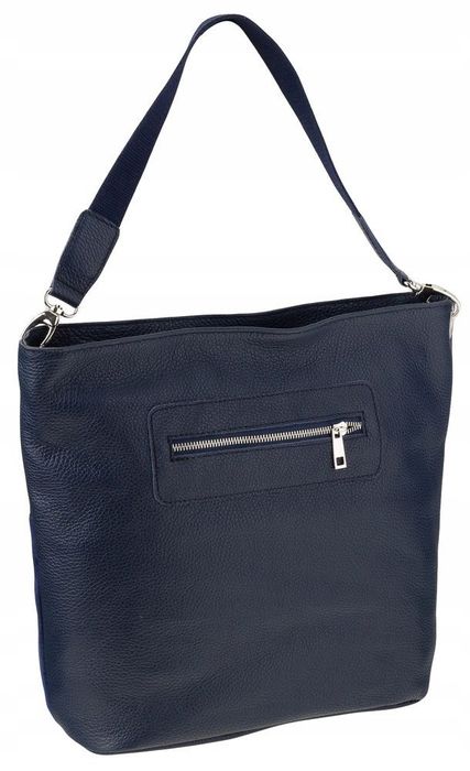 prostokątna, duża torba shopper ze skóry naturalnej - rovicky