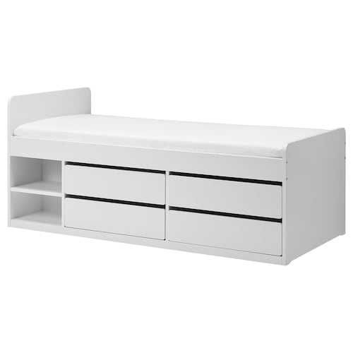 leżanka ikea białe SLÄKT Rama łóżka 90x200 łóżko SLAKT    NOWE