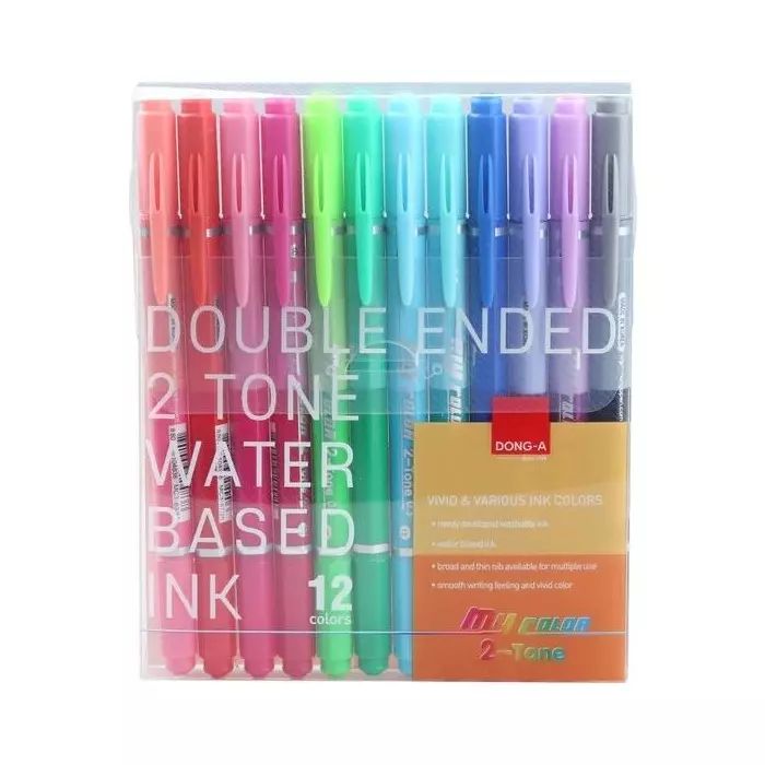 Pisaki dwustronne Dong-a my color 2 z pędzelkiem 12 kolorów. DONGA-A