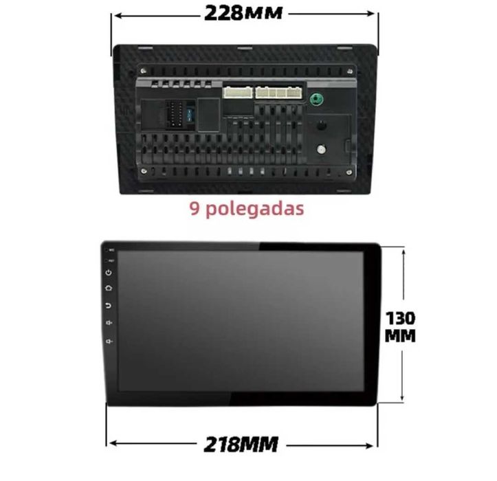 Rádio 2 DIN Android 9" + Carplay e Android auto + 4 GB RAM + 32 GB ROM