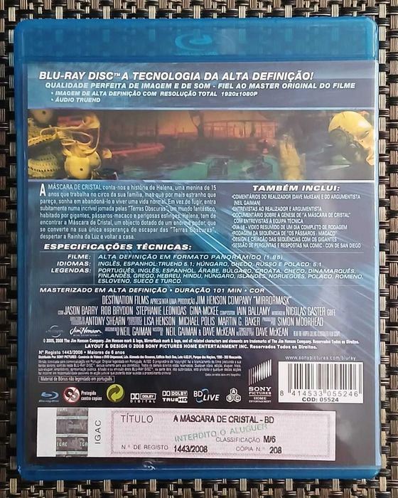 A Máscara de Cristal - Blu-Ray Muito Bom Estado