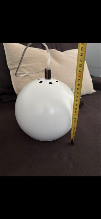 Lampa kula wisząca biała metal vintage retro industrial loft