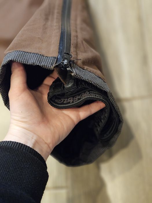 Bergans brązowe spodnie narciarskie XS/S szelki zimowe