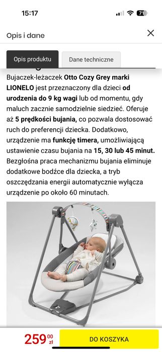 Leżaczek bujaczek elektryczny lionelo