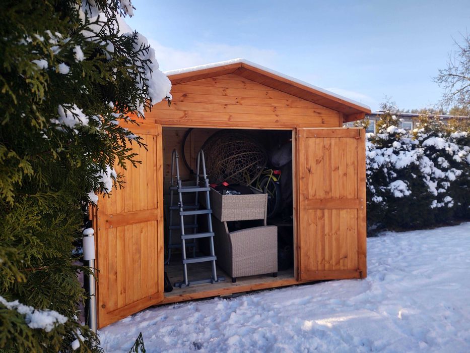 Domek narzędziowy 3 x 2m, podwójne drzwi z dachem prostym dwuspadowy