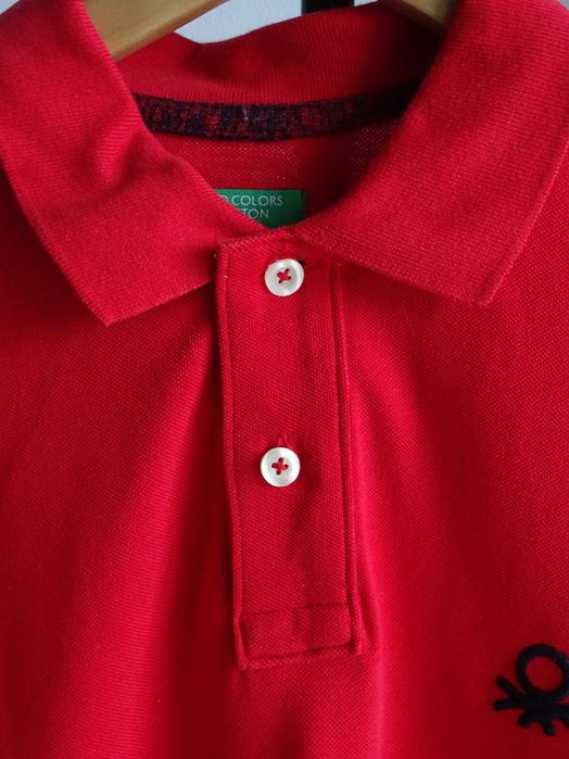 Polo manga comprida Benetton vermelho
