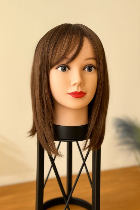 Elegancka peruka brązowa glamour Naturalny wygląd Stylowa fryzura