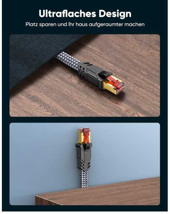 Kabel sieciowy Ethernet RJ45 Cat. 8 6m w oplocie Snowkids