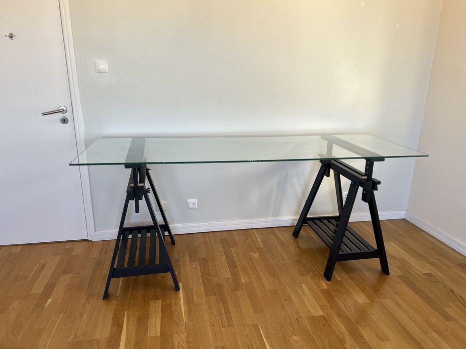 Mesa/ Secretária c/tampo de Vidro DUPLO