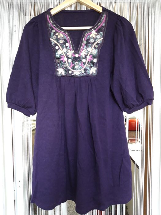 Vestido largo de malha de cor roxa (S)