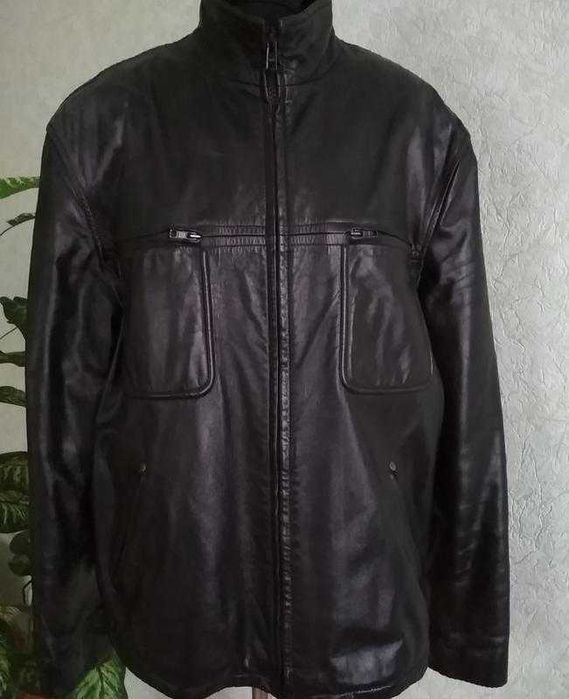 Чоловіча шкіряна куртка Black & Brown, L-XL