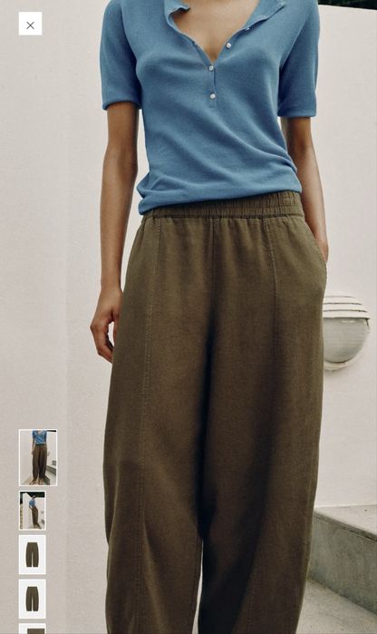 Брюки barrel linen, Zara, 30, L