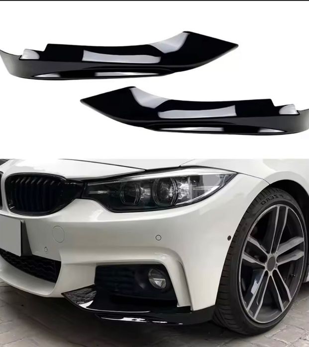 Накладки на бампер BMW F32 F36 жабры бампера БМВ Ф32 Ф36 элероны губа усы на бампер обвес губа сплитер юбка