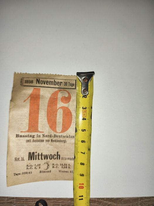 Stara kartka z kalendarza 1898 rok antyk