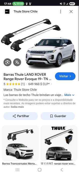 Barras tejadilho Thule Land Rover Evoque

Possibilidade venda das 3 pe