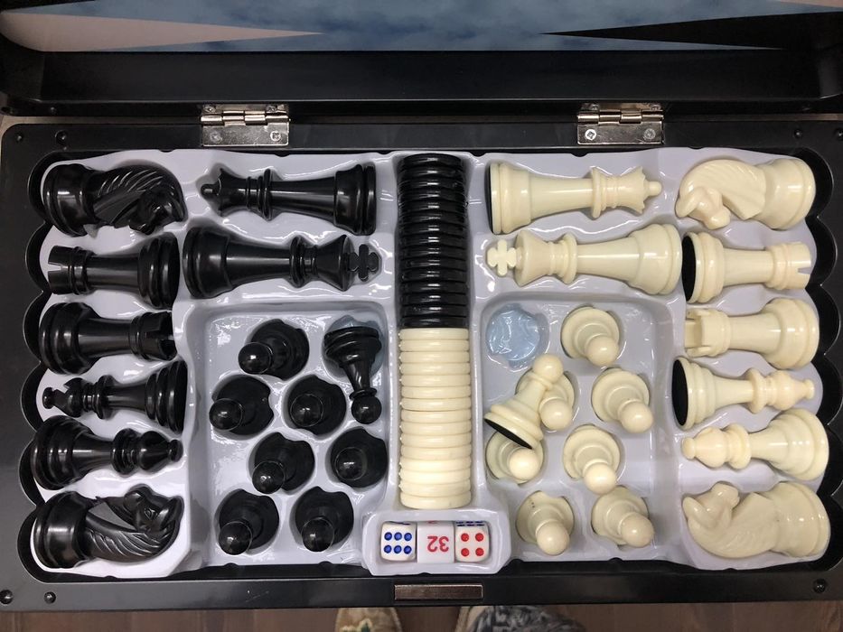 Шахматы, шахи, шашки, нарды, набор 3 в 1, 8899 MC 1178, новий