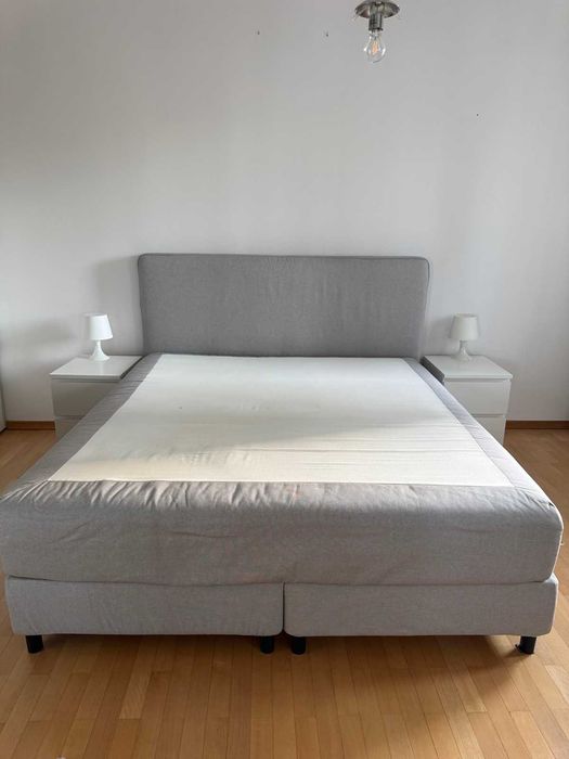 IKEA DUNVIK 180x200 Skiftebo ciemnoszary - boxspring z materacem