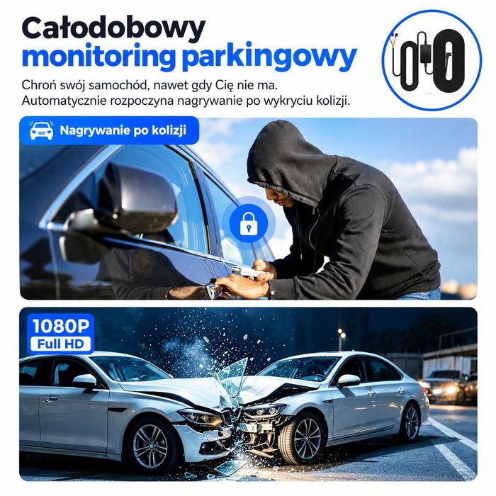 Kamera Samochodowa Przód 4k UHD Tył 1080HD GPS Parking Wifi G-Sensor Appka
