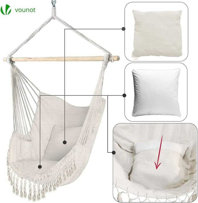 Fotel wiszący do domu, ogrodu VOUNOT do 120 kg
