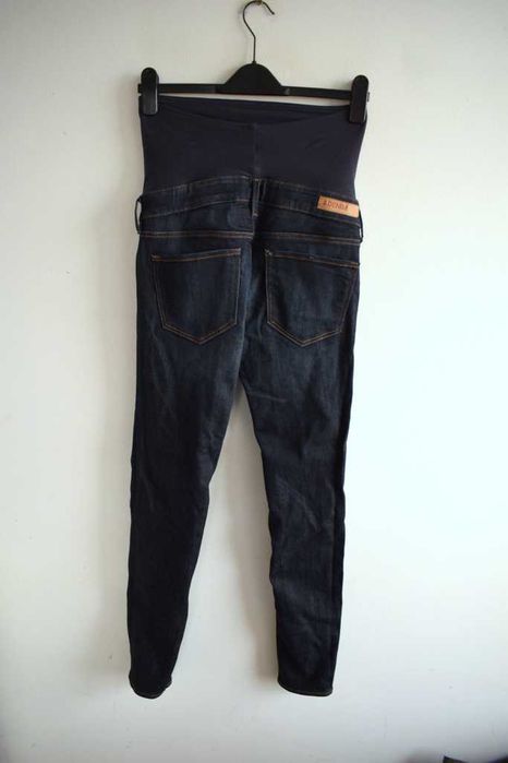 H&M mama skinny high rib 36 s ciemnogranatowe spodnie rurki jeansy
