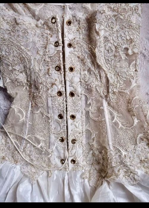 Suknia ślubna/ karnawałowa gorset ecru 36 wiktoriańska