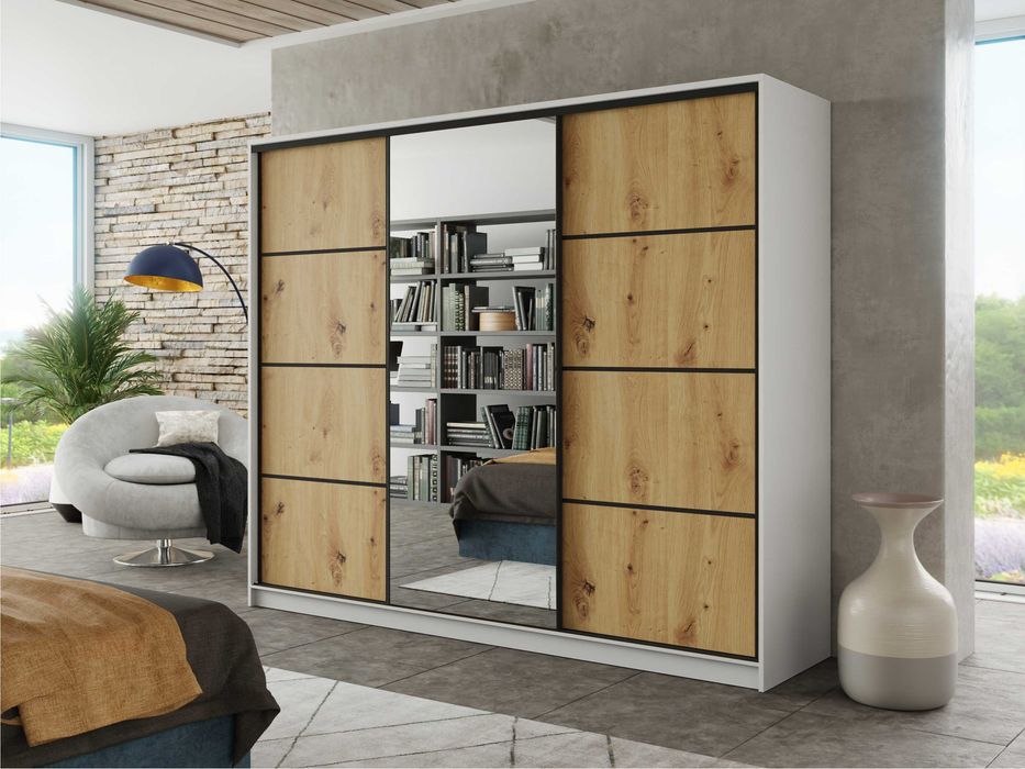 Szafa przesuwna Black  150x205x56 4xszuflady z  lustrem