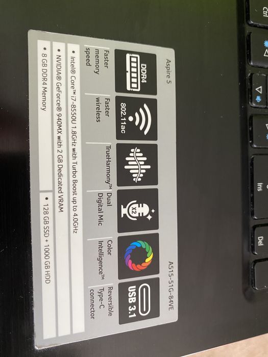 Laptop Acer Aspire 5. A515-51G4VE