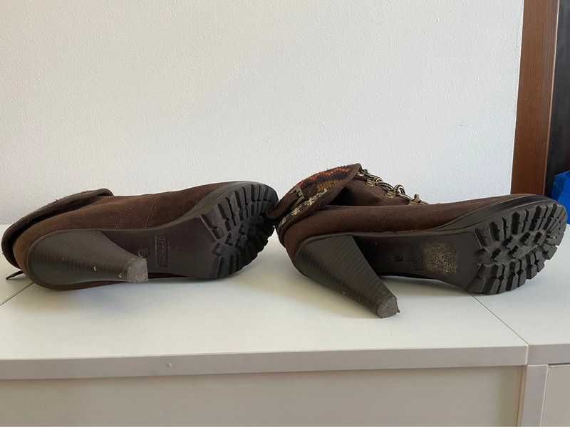 Brązowe Sznurowane buty ocieplane norweski wzór Jennifer&Jennifer