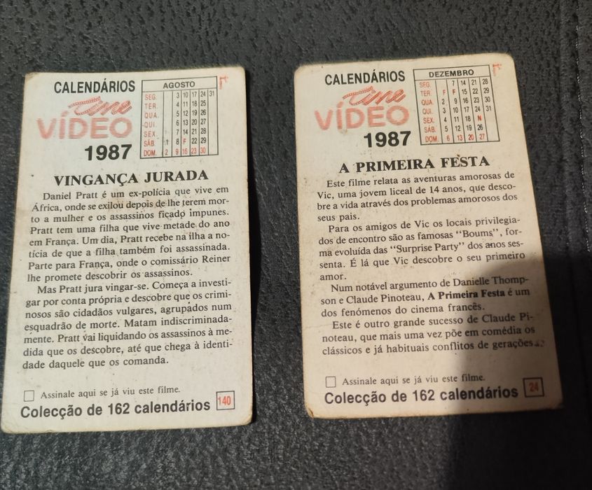 Conjunto de 2 calendários da coleção Cinevideo