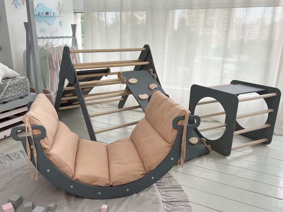 Сiрий дитячий комплекс Піклера Пиклер Арка Трикутник Подушка монтесорі