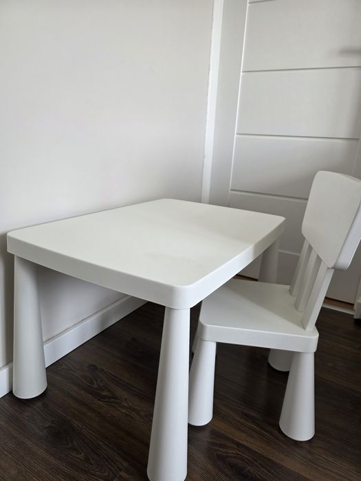 Zestaw IKEA MAMMUT – Stolik + Krzesełko | Biały | Stan Idealny!