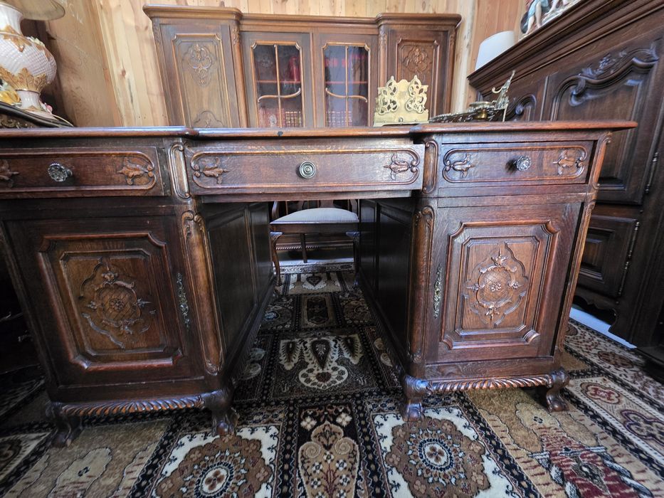 Zestaw biurowy biurko biblioteczka fotel chippendaile #1627 Węgrów