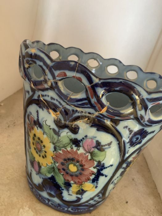 Vaso vintage pintado á mão