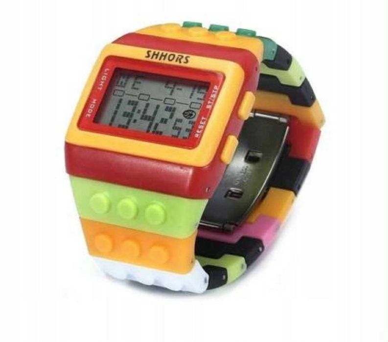 LEGOcyfrowy zegarek dziecięcy kolorowy klocki lego kwarcowy alarm data