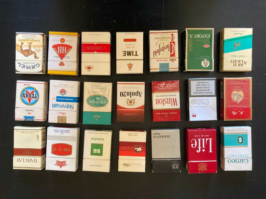 Coleção de Maços de Tabaco Vazios, anos 1980/90 vintage