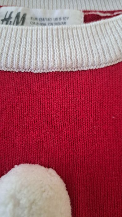 Śliczny H&M jak nowy sweterek Mikołajki świąteczny dziewczęcy 134/140