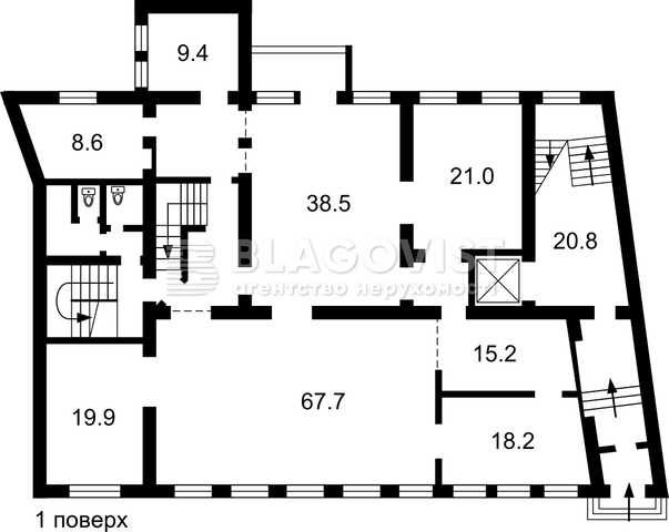 Продаж Будівлі в центрі міста біля метро Фасад  Скоропадського 3