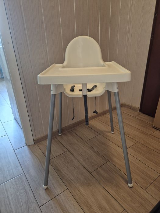 Krzesełko do karmienia dziecięce dla dziecka Ikea Antilop białe z pasami
