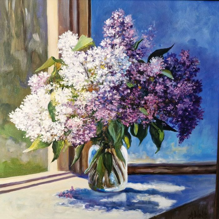 Obraz olejny Bukiet Bzów  z ramą