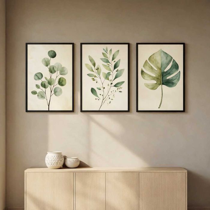 Plakaty na ścianę w ramie 30x40 x3 | Botanika, liście | Dekoracja salonu