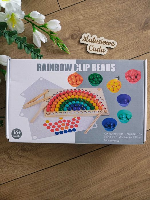 Drewniana gra logiczna Montessori koraliki kulki