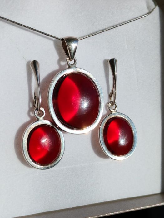 Zestaw srebro i bursztyn bałtycki