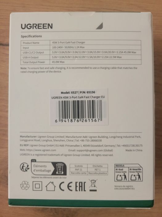 Зарядка Ugreen 45w (x527)